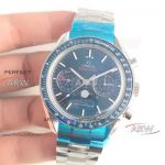 Perfect Replica Omega Speedmaster Moonwatch Review - Blue Dial Omega 44mm